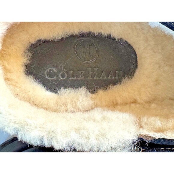 Cole Haan Women's Black Suede Slip On Mules Shearling Lining Sz. 8B Warm Cozy - Picture 10 of 12